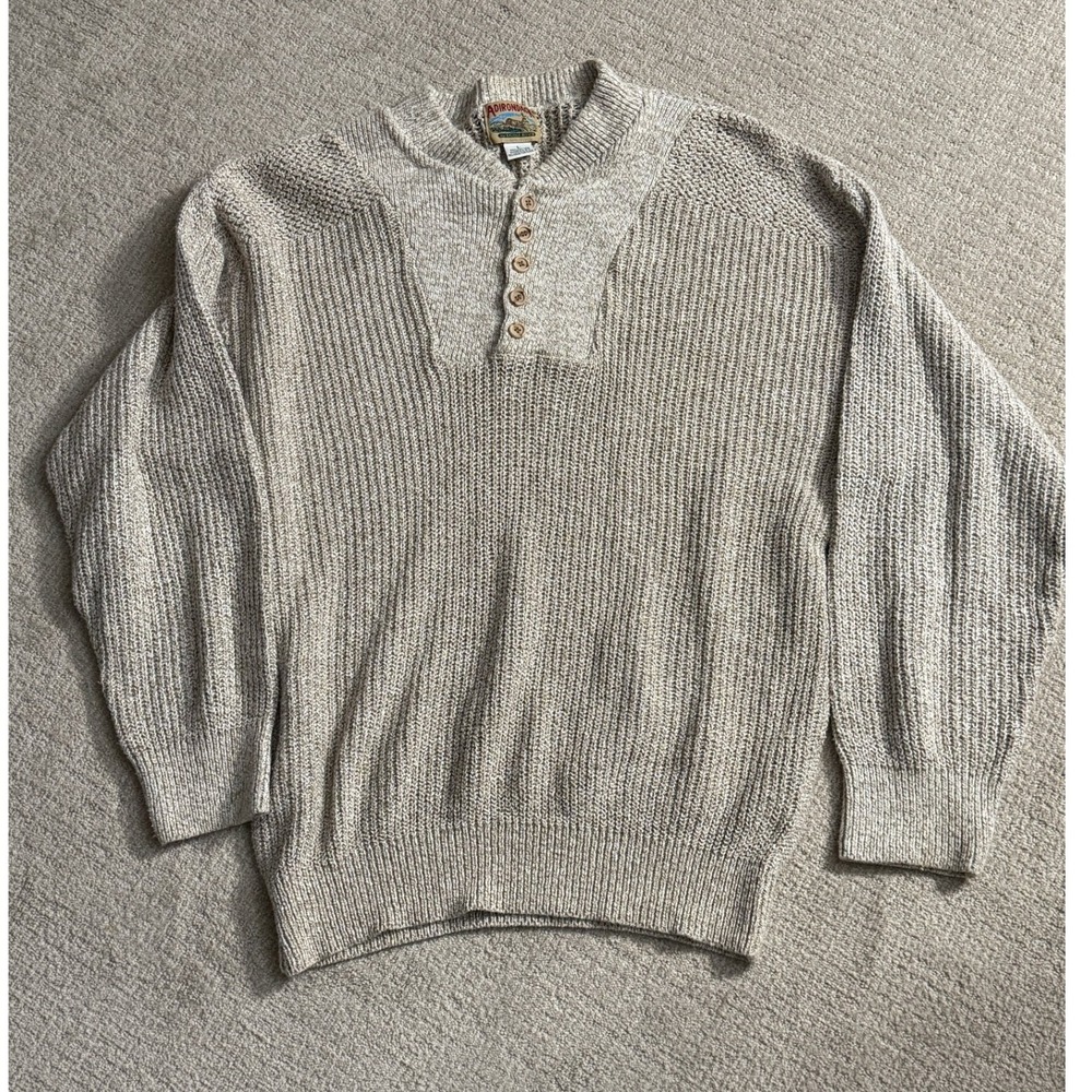 Tan Crewneck Sweater with Relaxed Fit and Ribbed Details